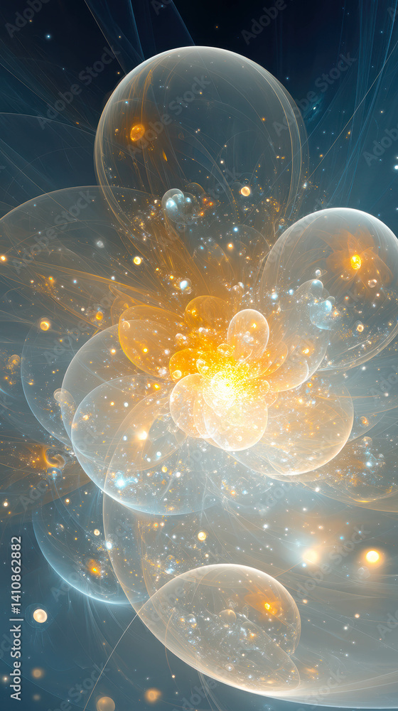 Poster fractal miracle showcases stunning cosmic patterns and vibrant colors in infinite space