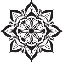 Fototapeta premium black and white floral ornament, Intricate Black and White Mandala Design for Coloring and Meditation Prints