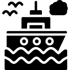Cargo Ship Glyph Icon