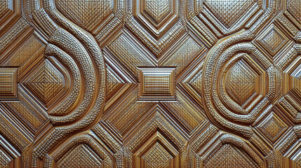 Detailed embossed leather surface with geometric pattern in vintage brown tone