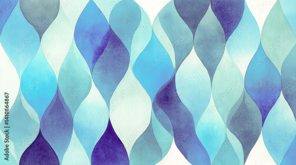 Poster Flowing indigo watercolor pattern with textured paper background for artistic projects