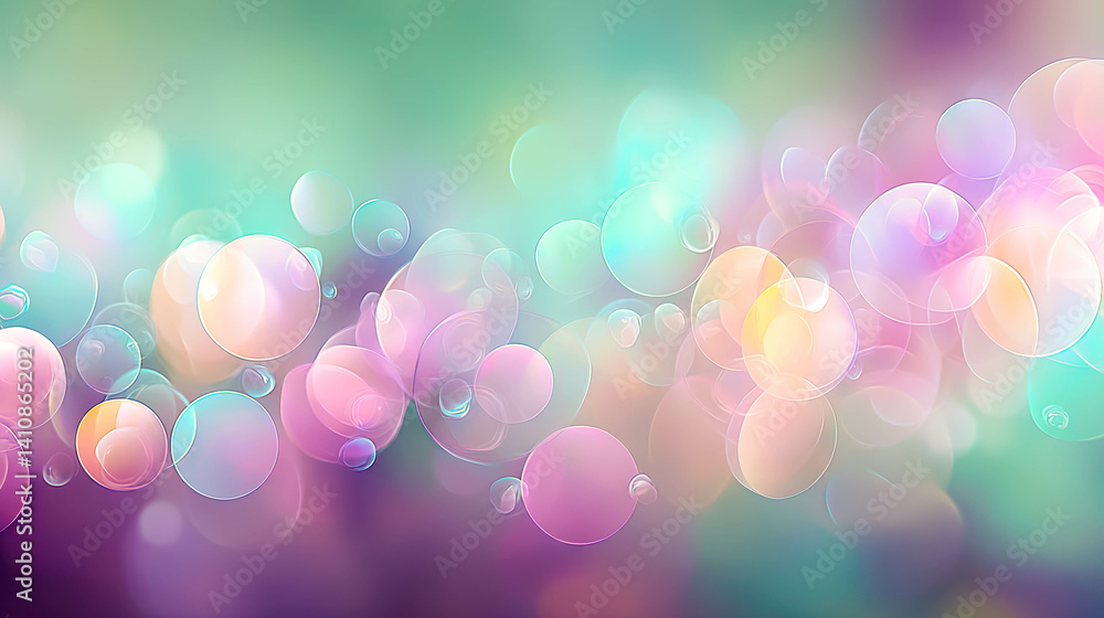 Poster Soft blurred bokeh lights in purple and blue tones create an ethereal atmosphere in a dreamy setting
