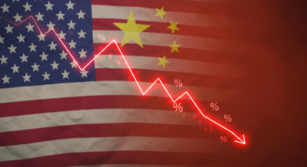 Fototapeta premium US-China Trade Conflict: Import and Export Taxes in Infographic - Unbalanced Trade Balance