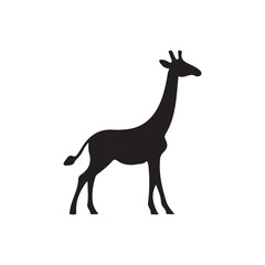 Fototapeta premium Simple Silhouette of a Majestic Giraffe.A striking, black silhouette of a giraffe, perfect for representing African wildlife, nature, or zoo themes.