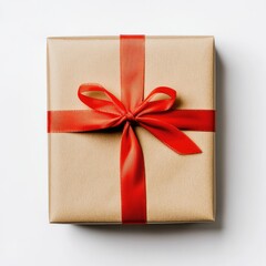 Gift box with red ribbon