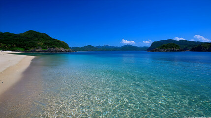 Fototapeta premium Tranquil Tropical Beach Panorama With Turquoise Water