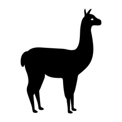 alpaca black silhouette icon - perfect for designs about jungle animals alpaca nature, wildlife, rainforest, vector art