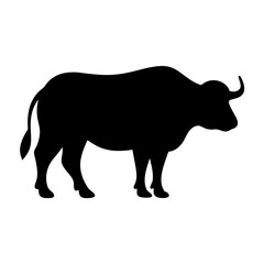 buffalo black silhouette icon - perfect for designs about jungle animals buffalo nature, wildlife, rainforest, vector art