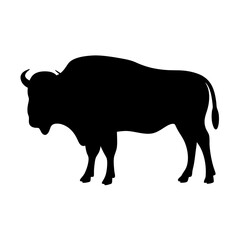 buffalo black silhouette icon - perfect for designs about jungle animals buffalo nature, wildlife, rainforest, vector art