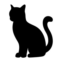 cat black silhouette icon - perfect for designs about jungle animals cat nature, wildlife, rainforest, vector art