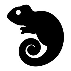 chameleon black silhouette icon - perfect for designs about jungle animals chameleon nature, wildlife, rainforest, vector art