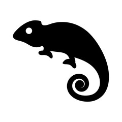 chameleon black silhouette icon - perfect for designs about jungle animals chameleon nature, wildlife, rainforest, vector art