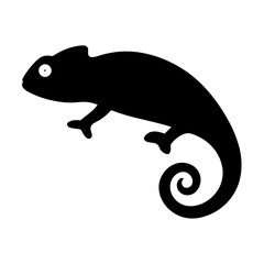chameleon black silhouette icon - perfect for designs about jungle animals chameleon nature, wildlife, rainforest, vector art