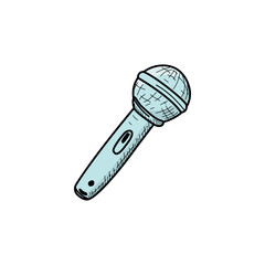 Old style nostalgic microphone drawing. Vector.