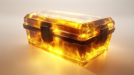 Glowing Treasure Chest Illuminated Golden Box 3D Render Game Asset Fantasy Item