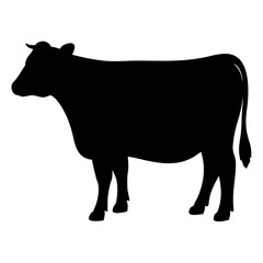 cow black silhouette icon - perfect for designs about jungle animals cow, nature, wildlife, rainforest, vector art