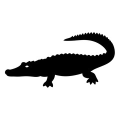 crocodile black silhouette icon - perfect for designs about jungle animals crocodile, nature, wildlife, rainforest, vector art