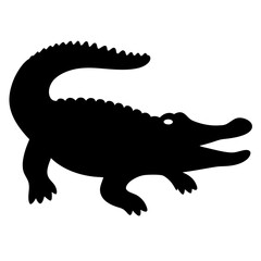 crocodile black silhouette icon - perfect for designs about jungle animals crocodile nature, wildlife, rainforest, vector art