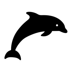 Fototapeta premium dolphin black silhouette icon - perfect for designs about jungle animals dolphin nature, wildlife, rainforest, vector art