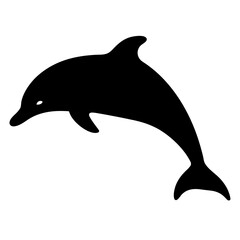 dolphin black silhouette icon - perfect for designs about jungle animals dolphin nature, wildlife, rainforest, vector art