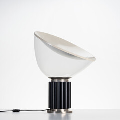 modern metal and glass lamp, white background