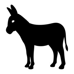 donkey black silhouette icon - perfect for designs about jungle animals donkey nature, wildlife, rainforest, vector art
