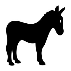 donkey black silhouette icon - perfect for designs about jungle animals donkey nature, wildlife, rainforest, vector art