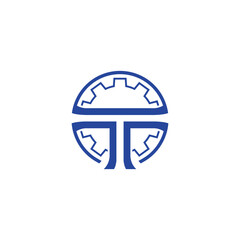 Letter T and gear logo. Vector
