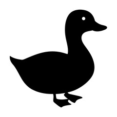duck black silhouette icon - perfect for designs about jungle animals duck, nature, wildlife, rainforest, vector art