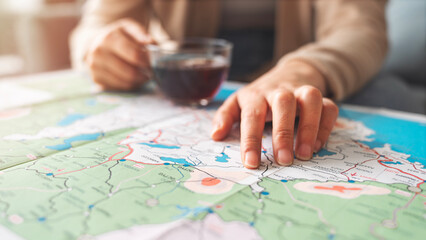 Travel planning concept on map