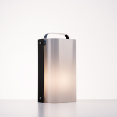 lit table lamp in metal and plexiglass, in modern style