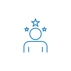 Human icon with stars expressing the general ability of the person. Vector.