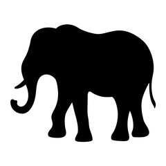 elephant black silhouette icon - perfect for designs about jungle animals elephant nature, wildlife, rainforest, vector art
