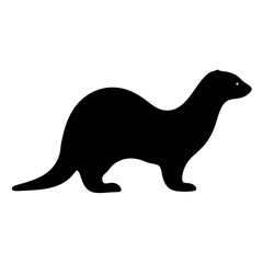 ferret black silhouette icon - perfect for designs about jungle animals ferret, nature, wildlife, rainforest, vector art