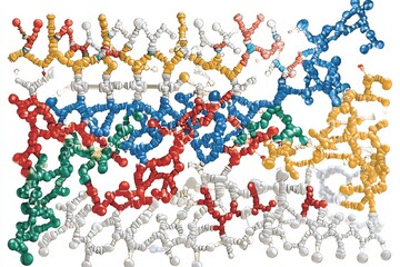 vivid representation of DNA, highlighting interactions, clean lines, white background,