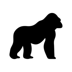 gorilla black silhouette icon - perfect for designs about jungle animals gorilla nature, wildlife, rainforest, vector art