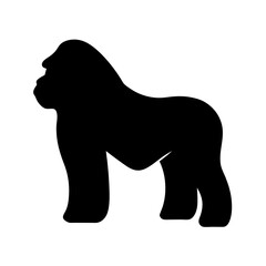 gorilla black silhouette icon - perfect for designs about jungle animals gorilla nature, wildlife, rainforest, vector art
