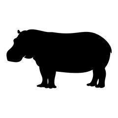 hippo black silhouette icon - perfect for designs about jungle animals hippo nature, wildlife, rainforest, vector art