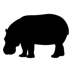 hippo black silhouette icon - perfect for designs about jungle animals hippo nature, wildlife, rainforest, vector art