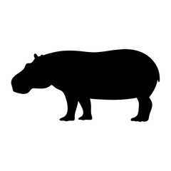 hippo black silhouette icon - perfect for designs about jungle animals hippo nature, wildlife, rainforest, vector art