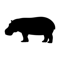hippo black silhouette icon - perfect for designs about jungle animals hippo nature, wildlife, rainforest, vector art