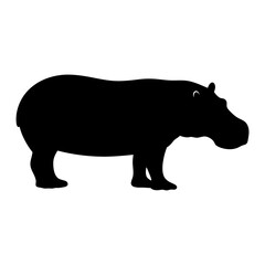 hippo black silhouette icon - perfect for designs about jungle animals hippo nature, wildlife, rainforest, vector art