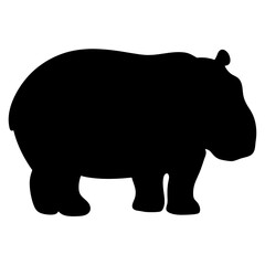 hippo black silhouette icon - perfect for designs about jungle animals hippo nature, wildlife, rainforest, vector art