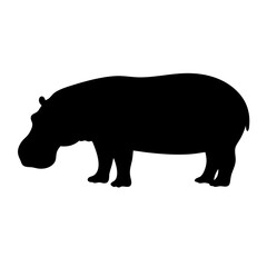 hippo black silhouette icon - perfect for designs about jungle animals hippo nature, wildlife, rainforest, vector art
