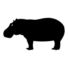 hippo black silhouette icon - perfect for designs about jungle animals hippo nature, wildlife, rainforest, vector art