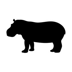 hippo black silhouette icon - perfect for designs about jungle animals hippo nature, wildlife, rainforest, vector art
