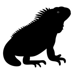 iguana black silhouette icon - perfect for designs about jungle animals iguana nature, wildlife, rainforest, vector art
