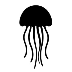jellyfish black silhouette icon - perfect for designs about jungle animals jellyfish nature, wildlife, rainforest, vector art