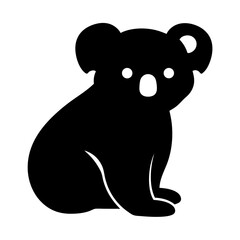 koala black silhouette icon - perfect for designs about jungle animals koala nature, wildlife, rainforest, vector art