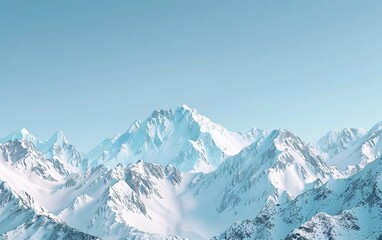 Obraz premium A mountain range blanketed in snow beneath a clear blue sky